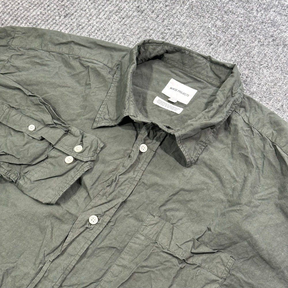Norse Projects Shirt Mens XXL Green Cotton Long Sleeve Button Down Pocket Casual